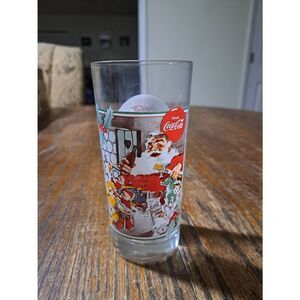 Vintage '94 Coca Cola Krystal Christmas Holiday Santa Collectible Drinking Glass